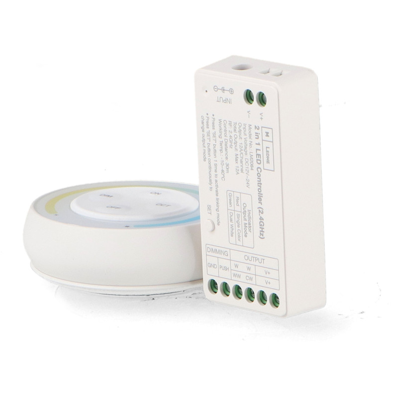 Controlador Regulador Monocolor+CCT 12/24V DC + Mando RF