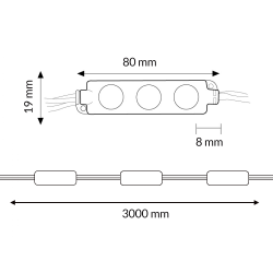 Cadena de 20 Módulos de 3 LED SMD Samsung 12V DC 1W  6000K