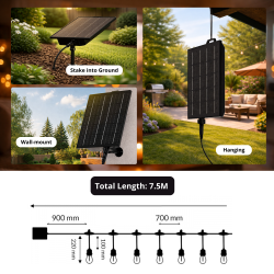 Guirnalda Led Solar de 10 bombillas 7,5M Exterior IP65  3000K