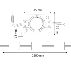 Cadena de 20 Módulos de 1 LED SMD Samsung 12V DC 2W  6500K