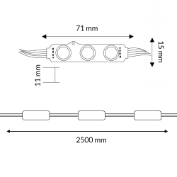 Cadena de 20 Módulos de 3 LED SMD Samsung 12V DC 1W  RGB