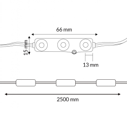 Cadena de 20 Módulos de 3 LED SMD Samsung 12V DC 1.2W  6500K