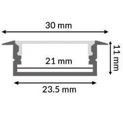 Perfil de aluminio Long Lacado Negro - 2 metros  Negro