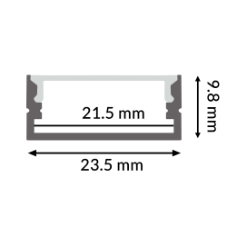 Perfil de aluminio Minim Lacado Negro - 2 metros  Negro