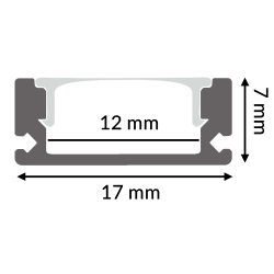 Perfil de aluminio Sid Lacado Negro - 2 metros  Negro
