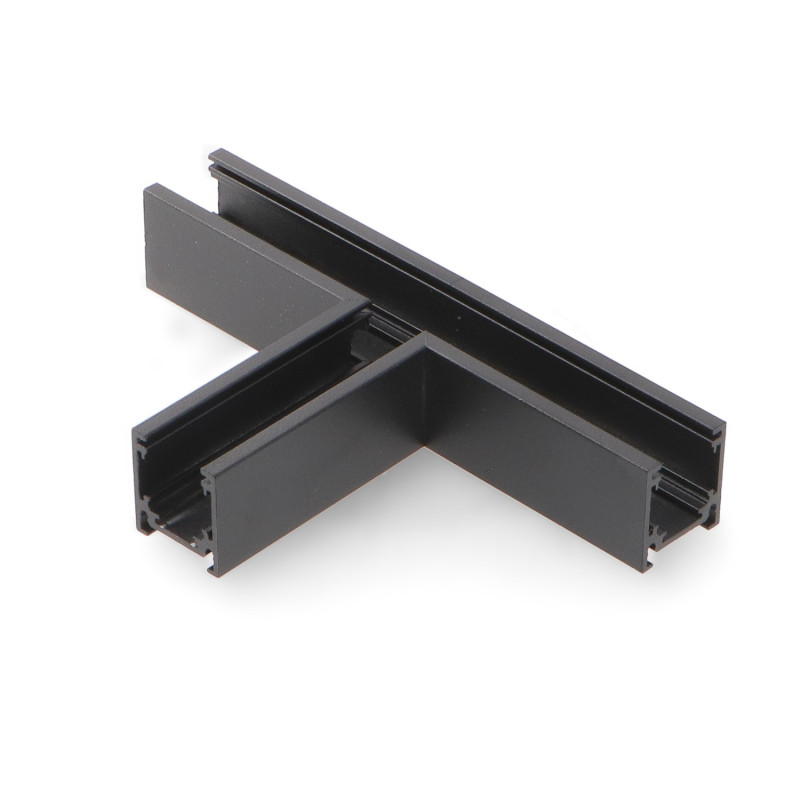 Unión en T Horizontal para Carril Magnético Serie 16mm  Negro