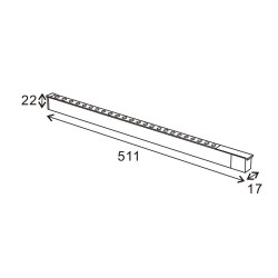 Foco LED Hallway Serie 16mm 24W para carril magnético Negro 48V  3000K