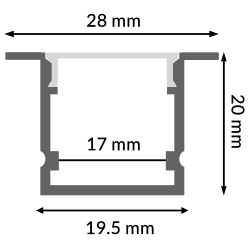 Perfil de aluminio Tramont - 2 metros  Aluminio