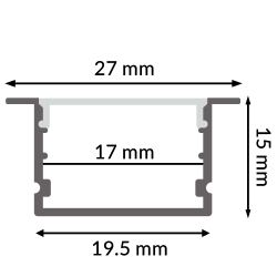 Perfil de aluminio Hev - 2 metros  Aluminio