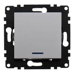 Interruptor Simple Pulsador con Indicador Luminoso - PJ  Gris
