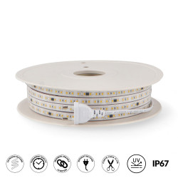 Tira de Led 220V Smd Ruzok 12W/m IP67 - 20 Metros  2300K