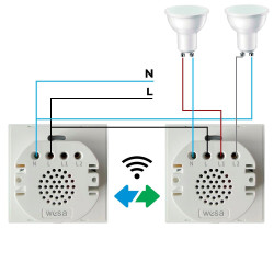 Interruptor Táctil Doble con WIFI - DSC  Negro