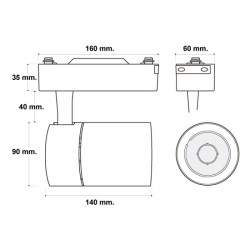 Foco LED para carril Clean 30W Monofásico CCT  CCT