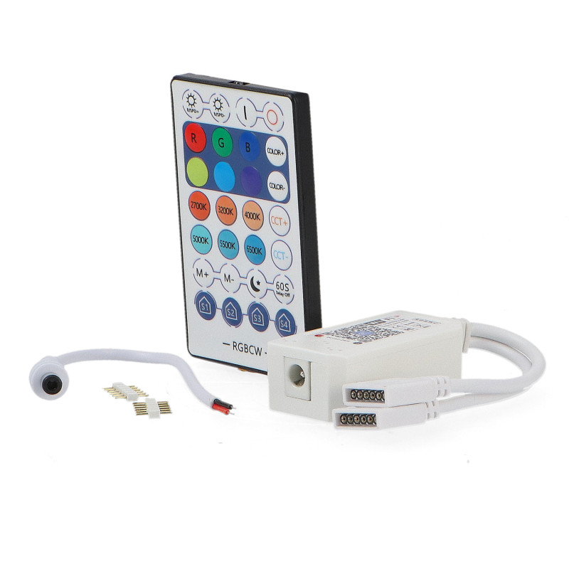 Controlador mini para tiras led RGBW con control remoto por IR / APP Magic Home