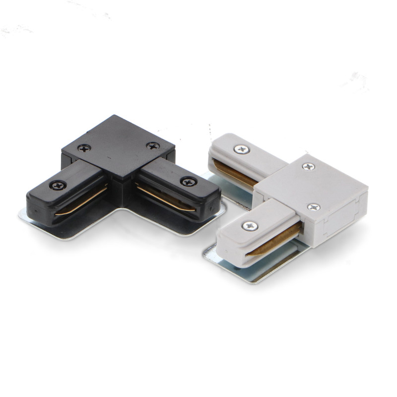 Conector en L Para Carril Monofásico  Negro