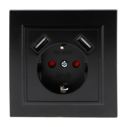 Enchufe Empotrable Tipo F Schuko Con Doble USB - EP  Blanco