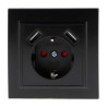 Enchufe Empotrable Tipo F Schuko Con Doble USB - EP  Negro