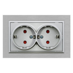 Enchufe Empotrable Doble Tipo Schuko - FL  Gris