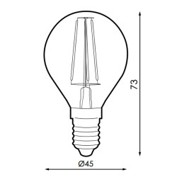 Bombilla LED Filamento E14 G45 4W Ámbar  2300K
