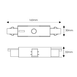 Conector con separador en línea para Carril trifásico  Negro