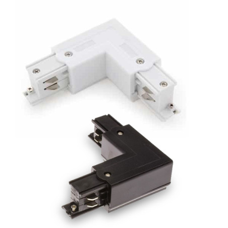 Conector tipo L para carril trifásico  Blanco