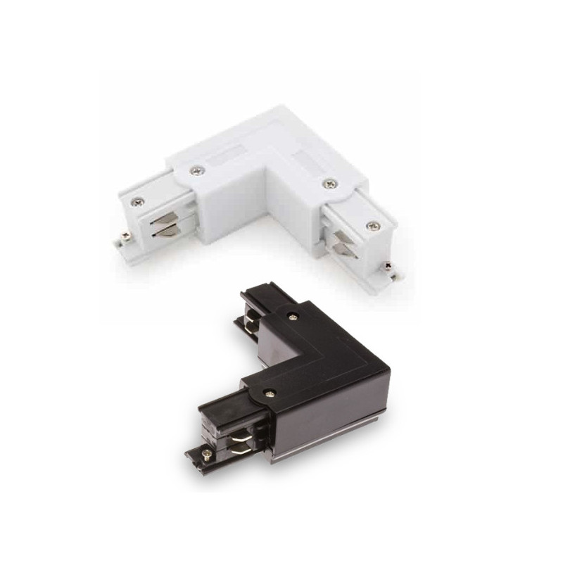 Conector tipo L para carril trifásico  Negro