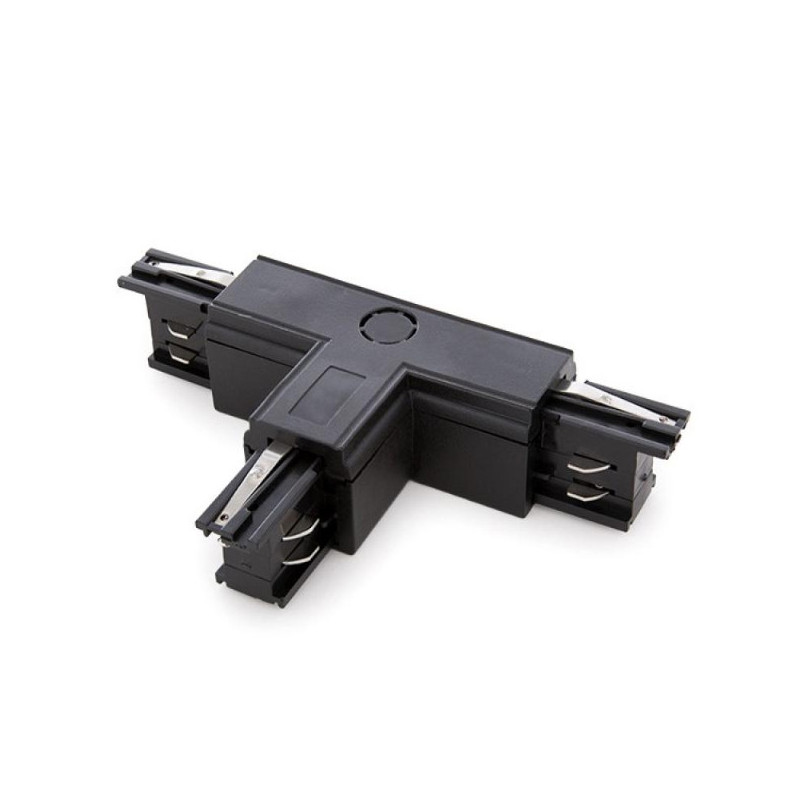 Conector tipo T para carril trifásico  Negro