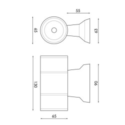 Aplique de pared LED Tube White 2X3W IP54  3000K