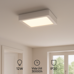 Panel de Superficie Serie Slim Cuadrado 12W  3000K