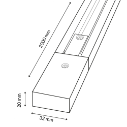 Carril Monofásico MaxPower - 2 metros  Negro