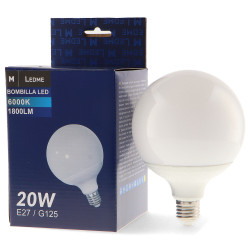 Bombilla LED E27 G125 20W  6000K