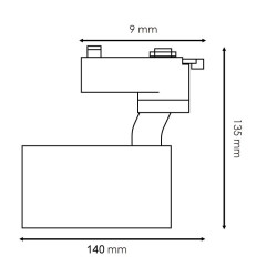 Foco LED para carril Negro Berna 12W Monofásico - DSC  6000K