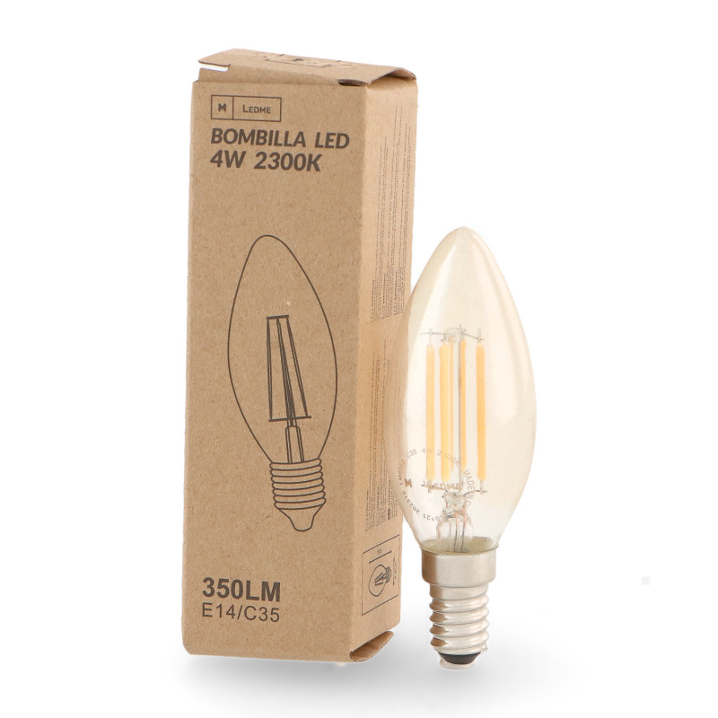 Bombilla LED Filamento E14 C35 4W Ámbar  2300K