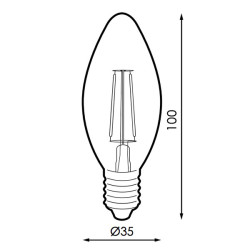 Bombilla LED Filamento E14 C35 4W Ámbar  2300K