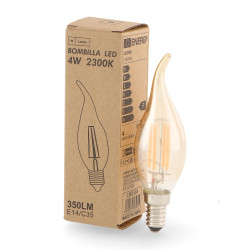 Bombilla LED Filamento E14 C35 Punta  4W Ámbar  2300K