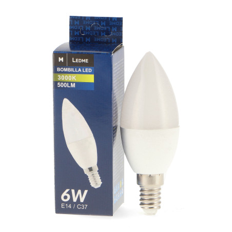Bombilla LED C37 E14 6W  6000K