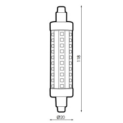 Bombilla LED R7S 118 mm 10W en Caja  6000K