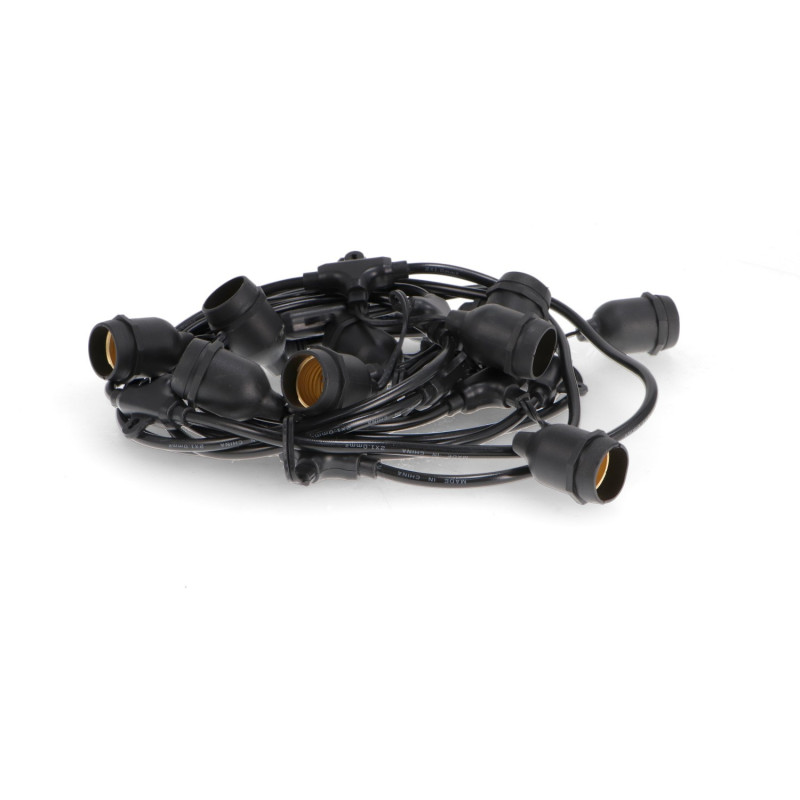 Guirnalda de 10 casquillos E27 5M Exterior IP65 cable eléctrico