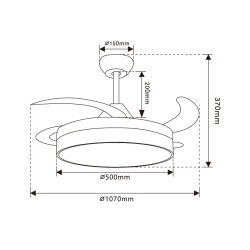 Ventilador de techo LED Herben 68W Ø107 cm - DSC  CCT