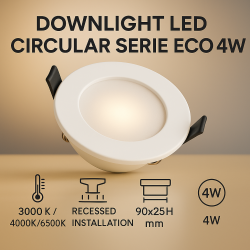 Downlight LED Circular Serie Eco 4W  4000K