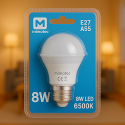 Bombilla LED E27 A55 8W  3000K