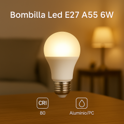 Bombilla LED E27 A55 6W  3000K