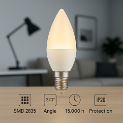 Bombilla LED E14 C37 7W  4000K