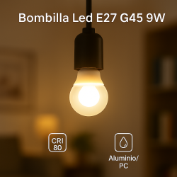 Bombilla LED E27 G45 9W  3000K