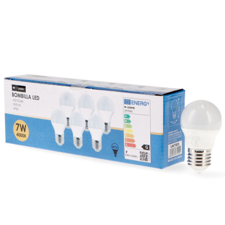 Bombilla LED E27 G45 7W - Pack 6  3000K