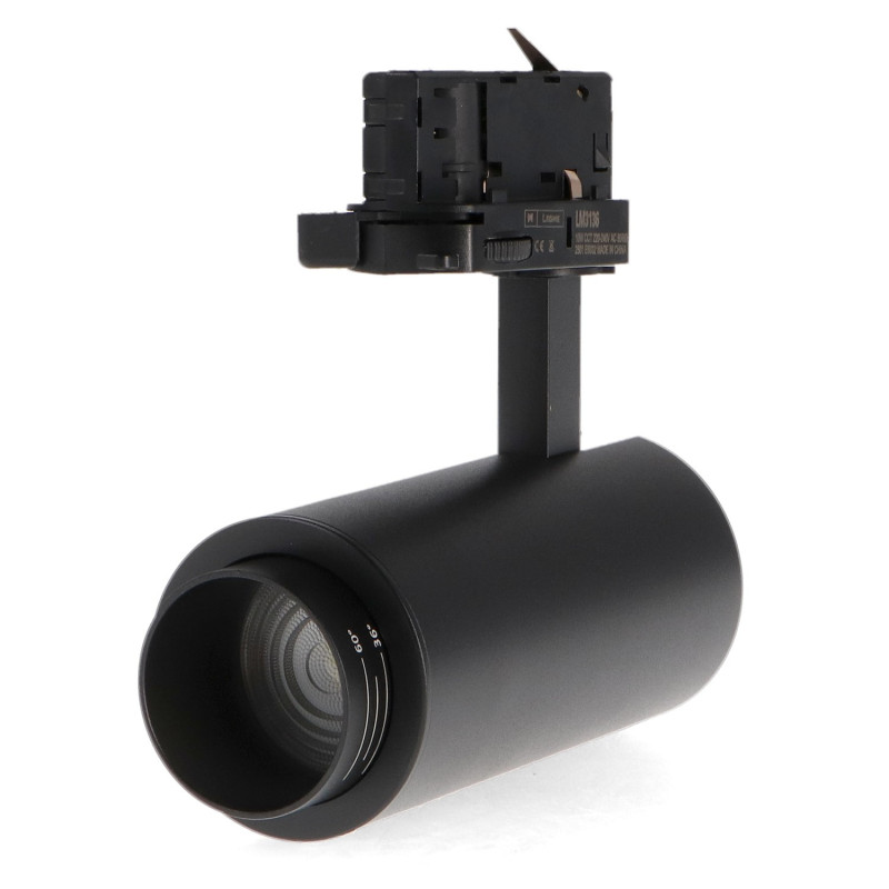 Foco LED para carril Black Bari 10W Óptica Regulable Trifásico CCT No flicker