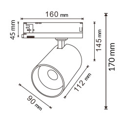 Foco LED para carril White Air 30W Trifásico No Flicker  CCT