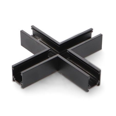 Unión en X Horizontal para Carril Magnético Serie 16mm  Negro