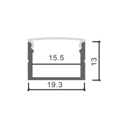 Perfil de aluminio Wefu - 2 metros  Aluminio