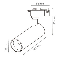 Foco LED para carril White Aras 30W Monofásico CCT No Flicker  CCT